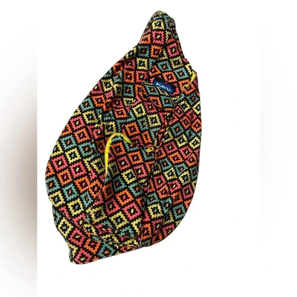 KAVU Original Rope Bag Cotton Crossbody Sling Neon Montage